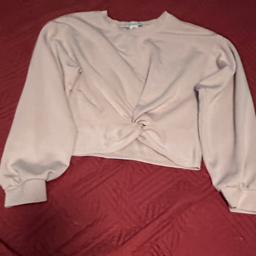 if it were me Blush Twist Front Sweatshirt